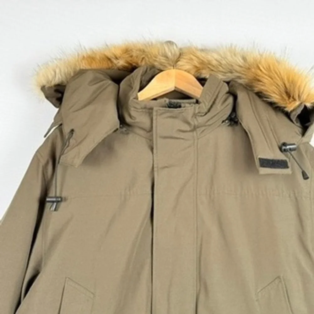 North‎ Aware Parka Jacket Mens 2XL Brown Faux Fur Hood Heavyweight Winter Coat